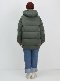 Куртка зимняя женская с капюшоном модная цвета хаки 7651Kh - Visdeer фото 5