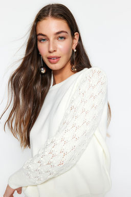 Ekru Basic Ajurlu/Delikli Triko Kazak TWOAW22KZ1422