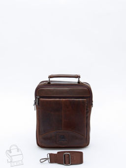 Сумка мужская кожаная 604M brown Fuzhiniao в Новосибирске