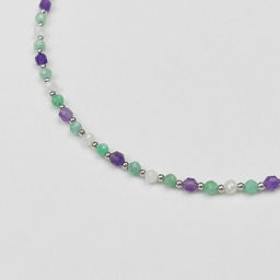 Колье для "Близнеца" из Аметиста,Берилла и Лунного камня 38 см +