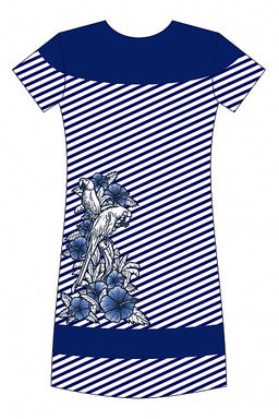 Платье Полоска - диагональ, принт, василёк (338-1) - Плиона фото 3