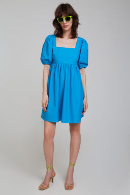 Синее платье с завязками