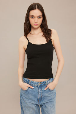 TRENDYOLMILLA Siyah Cizgili-Duz Antrasit 2li Paket Ask?l? Fitted Esnek Fitilli Orme Atlet TWOSS25AL00027 фото 13