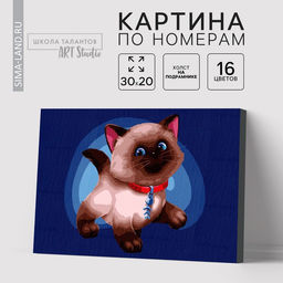 Картина по номерам на холсте с подрамником «Сиамский котёнок» 20×30 см