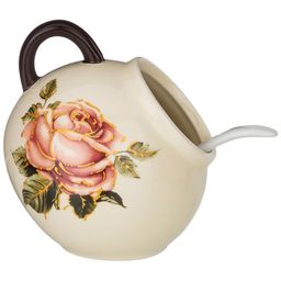 СОЛОНКА С ЛОЖКОЙ КОРЕЙСКАЯ РОЗА 9,5*9,5 СМ. ВЫСОТА=10 СМ. / 170 МЛ.