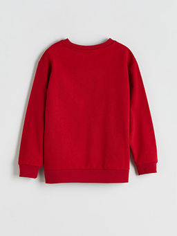 Bisiklet Yaka Bask?l? Erkek ?ocuk Sweatshirt