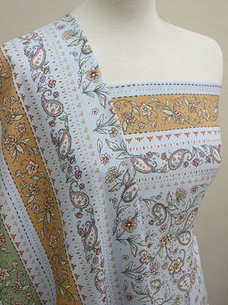 Штапель Премиум Нежные пейсли с каймой цв.голубой, СОРТ2, ш.1.45м, вискоза-100%, 120гр/м.кв - Купава фото 11