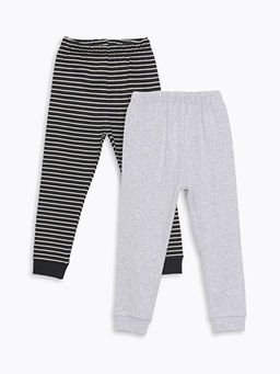Beli Lastikli ?izgili Erkek Bebek Pijama Alt 2li