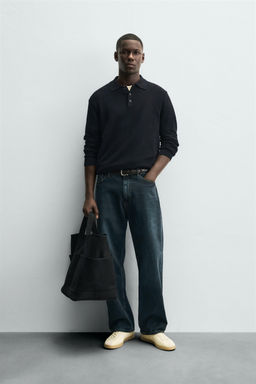 COTTON/LYOCELL KNIT POLO SHIRT