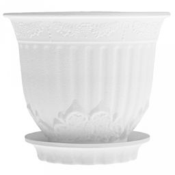 Ландыш Горшок для цветов пластмассовый 0,1л, с поддоном, д6см, h5см, резной орнамент, морозостойкий полипропилен, т.м. NECO (Россия) - Домашняя мода фото 2