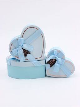 Набор подарочных коробок сердце 3 в 1, голубой с бантом, 22?20?9; 18.5?17?7.5; 16?14?6 см