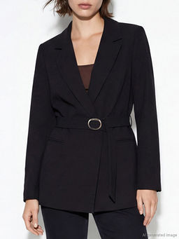 Kemerli Krep Kad?n Blazer Ceket