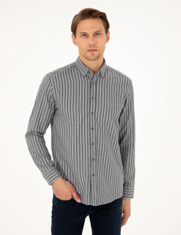 Gri Regular Fit _izgili Uzun Kollu G_mlek - Pierre cardin фото 3