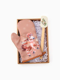 Набор подарочный "Почтовая лошадка" варежка-прихватка, лопатка силикон