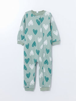 Bisiklet Yaka Uzun Kollu Bask?l? K?z Bebek Tulum