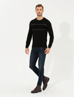 Siyah Slim Fit Bisiklet Yaka Triko Kazak - Pierre cardin фото 3