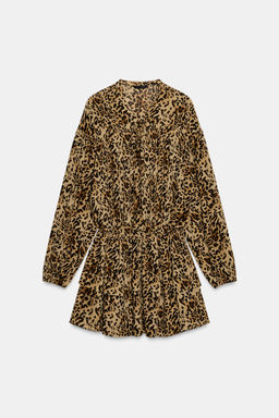 ANIMAL PRINT DRESS WITH RUFFLES
