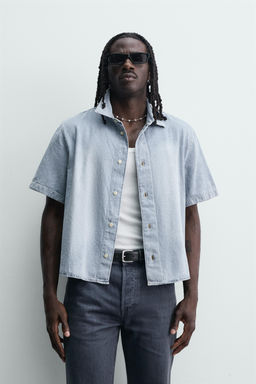 CAMISA BOXY FIT DENIM LIGERO / Azul claro - Zara фото 2