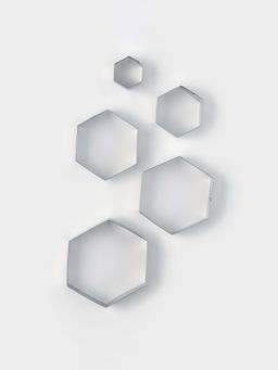 Формы печенья Доляна Шестиугольник, набор 5 шт., 9.6?8.3?2.5 см, нержавеющая сталь, серебристые  фото 2