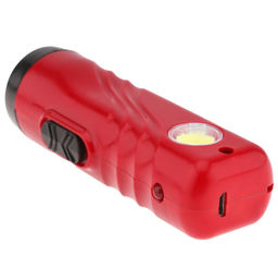 Фонарь ручной 10,7х3,4х3,8см, 2 режима свечения: максимальный; боковой на панеле корпуса, две светодиодные лампы 1Вт/COB, встроенный аккумулятор емкостью 800 мАч, пластиковый корпус, цвет - красно-черный, с USB зарядкой, USB-кабель длиной 28см в комп - Домашняя мода фото 6