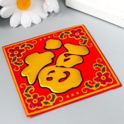 Цена за 100 шт. Салфетка денежная 8х8 см Иероглиф - счастье - Simaland фото 2