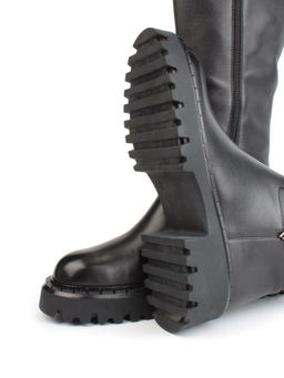 02-FJ725-1M BLACK Сапоги зимние женские (натуральная кожа, байка, натуральный мех) - Фабричный китай фото 15