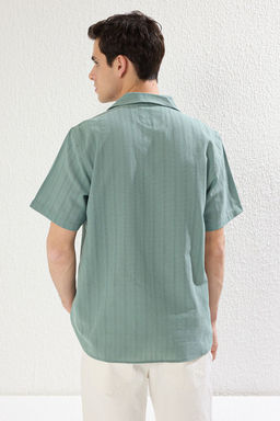 TRENDYOL MAN Kahverengi Regular Fit Dokulu Yazl?k Keten Gorunumlu TMNSS23GO00070 - Trendyolmilla фото 5