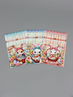 Цена за 50 шт. Пакет  полиэтиленовый подарочный "Заяц с цветами", с завязками, 15х23±1 см