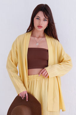 9444 Костюм из кимоно и брюк-палаццо жёлтый - Martichelli фото 4