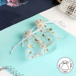 Цена за 40 шт. Мешочек подарочный «Звёздочки», 6.5×9 см, белый с золотом