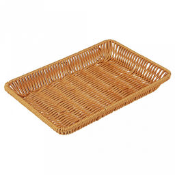 Корзина-сухарница плетеная "Кондитер" 30х20см h4см, полипропилен, медовый, металлический каркас, форма "прямоугольная" (Китай)