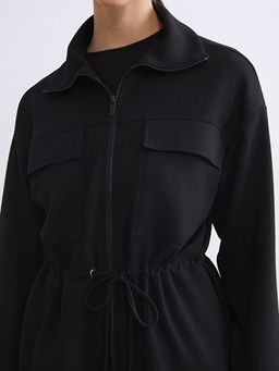Dik Yaka Oversize Kad?n Fermuarl? Sweatshirt