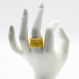 Колечко на резинке из фианитов цвет желтый