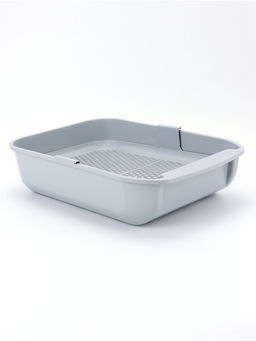 Туалет для кошек Марсель глубокий с сеткой 50×34.5×12 см (полипропилен) светло-серый