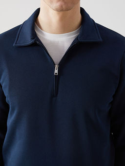 Polo Yaka Uzun Kollu Erkek Sweatshirt