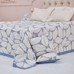 Покрывало хлопковое Этель Листопад 180х2405 см, цвет синий, 100%хлопок, 300гр/м2  фото 4