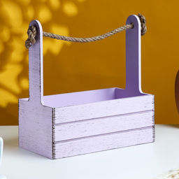 Кашпо деревянное 25.51530 см Прованс, ручка канат, сиреневый