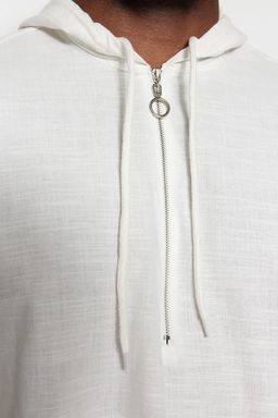 Buyuk Beden Ekru Regular Fit Rahat Kapusonlu Gomlek TMNSS23GO00092 - Trendyolmilla фото 4