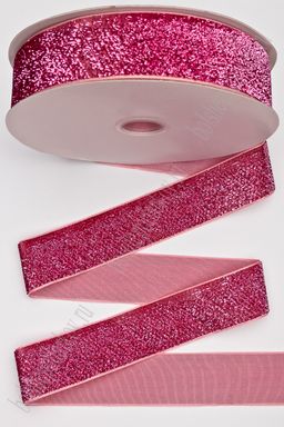 Лента с люрексом 3,8 см*20 ярд (SF-7318) розовый №18