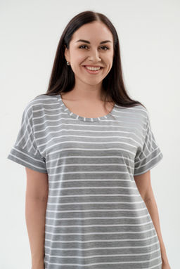 Туника женская из вискозы Полоса серо-белый макси - Амадэль фото 7