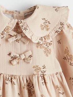 Bebe Yaka ?i?ekli K?z Bebek M?slin Elbise