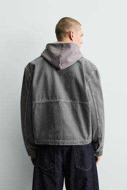 CAZADORA BOXY FIT PESPUNTES CONTRASTE / Verde gris - Zara фото 3