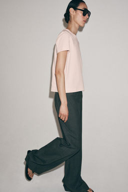 CAMISETA INTERLOCK MANGA CORTA / Rosa pastel - Zara фото 3