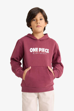%100 Pamuk One Piece Kap__onlu __i Yumu_ak T_yl_ S_rt Bask_l_ Sweatshirt Erkek _ocuk - Defacto фото 3