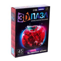 Пазл 3D детский кристаллический «Яблоко», 45 деталей, светящийся, цвета МИКС, работает от батареек