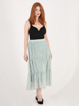 Юбка мятного цвета ярусная шифоновая - Almond фото 2