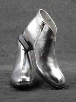 01-B50B-96C GREY/SILVER Ботинки демисезонные женские (натуральная кожа, байка)