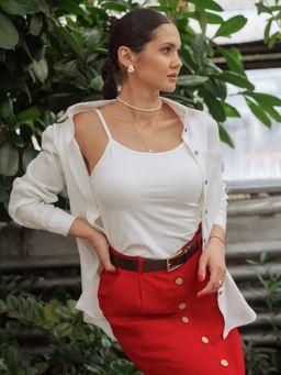 Топ на тонких лямках белый - Vals фото 4