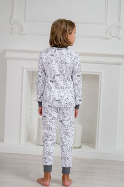 Пижама детская из интерлока Потешка котик темно серый - Амадэль фото 5