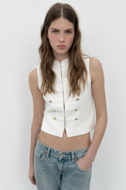 TOP CHALECO BOTONES / Blanco